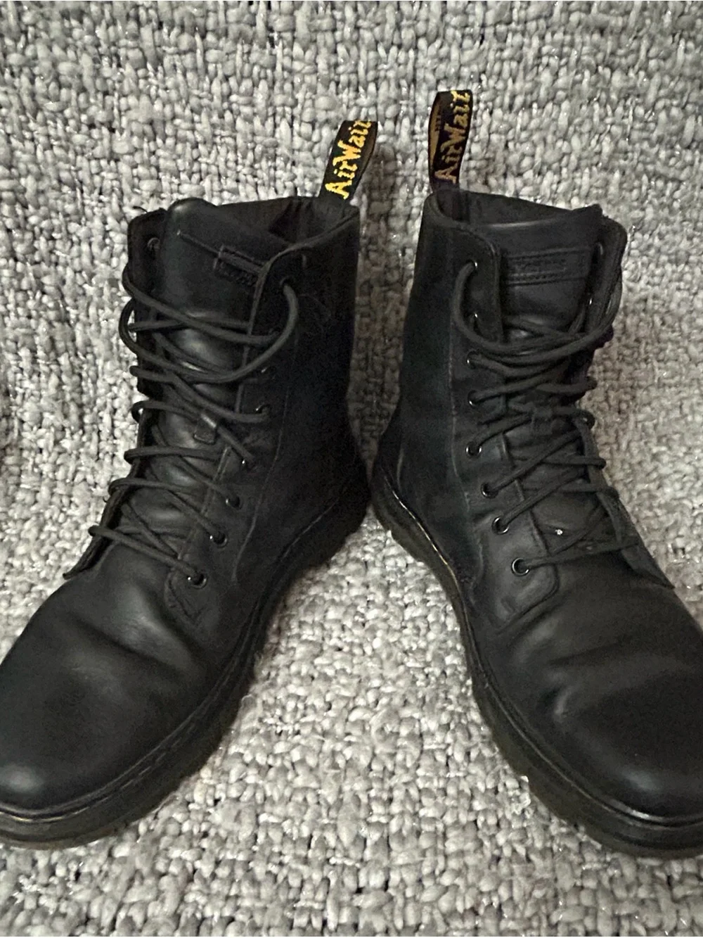 Dr Martens Combs Black Leather Boots Mens 13 Womens 14 Casual Combat Boot Tract